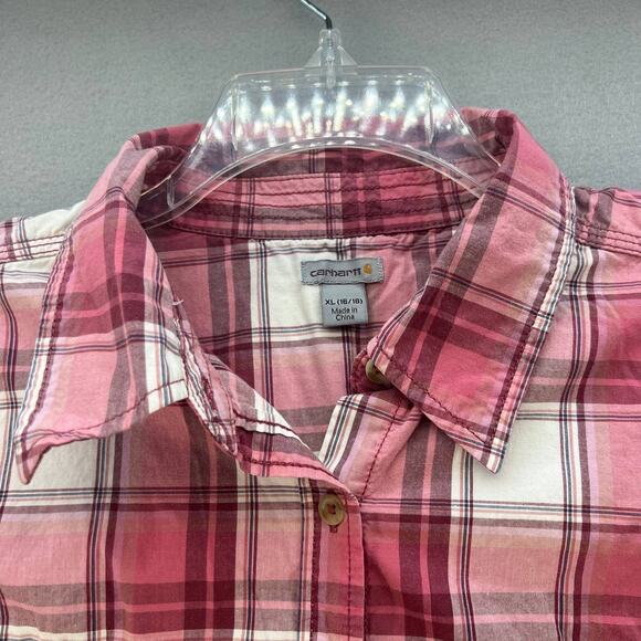 Carhartt Women's Button Up Shirt Size XL Plaid 3/4 Sleeve 101596 - Picture 3 of 12